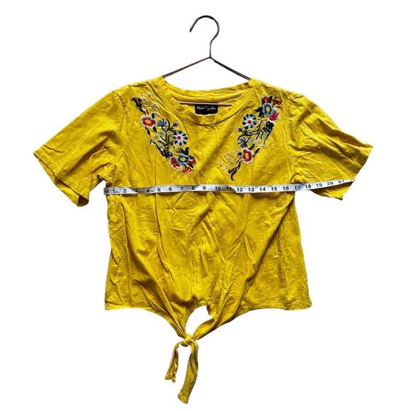 World Together yellow embroidered tie front top size XL - Picture 6 of 6